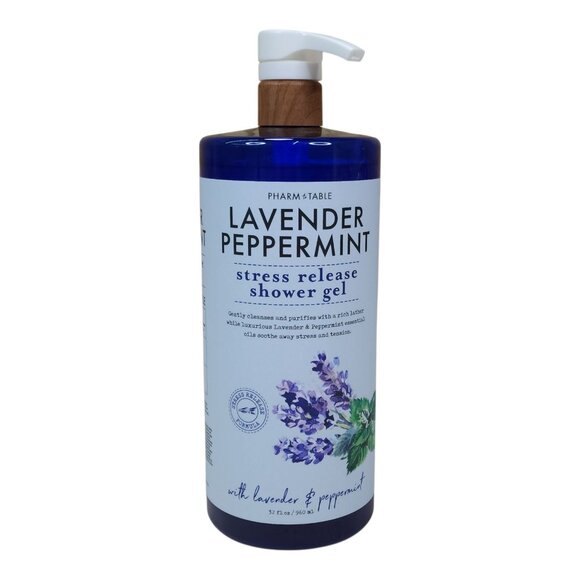Pharm Table Lavender Peppermint Stress Release Shower Gel 32 Fl Oz Jumbo Size - Picture 1 of 7